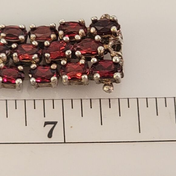 Dee Berkley Sterling Red Garnet Triple Row Tennis Bracelet - Picture 7 of 9